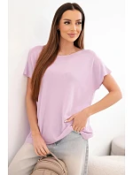Dámská viskózová oversize halenka s krátkým rukávem a kulatým výstřihem světle fialová Dámská viskózová oversize halenka s krátkým rukávem a kulatým výstřihem světle fialová