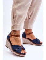 Dámské sandály na klínu námořnická modrá Daphne