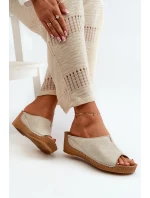 Pohodlné Dámské Sandály Na Klinu Inblu NG000002 Béžové Pohodlné Dámské Sandály Na Klinu Inblu NG000002 Béžové
