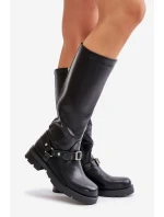 Zateplené dámské kozačky na zip z ekologické kůže černé Tialethe