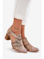 Dámské kožené perforované boty Maciejka 04962-43 béžovo-zlaté