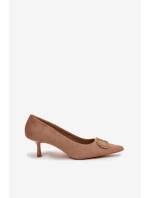 Dámské lodičky s ozdobným detailem tmavě béžové Amelora