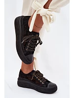 Dámské tenisky s krajkou na platformě Lee Cooper LCW-26-44-4479 Černé