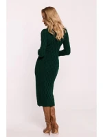 Svetrové šaty s V výstřihem M824 zelené - Moe Svetrové šaty s V výstřihem M824 zelené - Moe