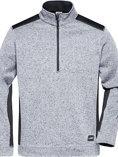 Daiber JN 864 Pánská pracovní fleece bunda 1/2 zip - Strong 02.0864 white melange/carbon