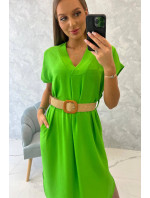 Šaty s ozdobným páskem světle zelené