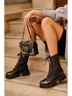 Zateplené pracovní boty na plochém podpatku Černé Saranema Zateplené pracovní boty na plochém podpatku Černé Saranema