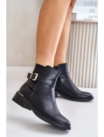 Dámské chelsea boty na nízkém podpatku eko kůže černé Zinlora