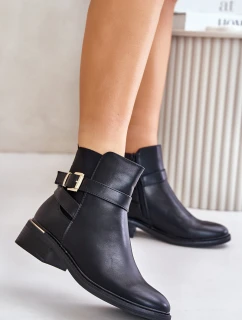 Dámské chelsea boty na nízkém podpatku eko kůže černé Zinlora