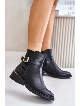 Dámské chelsea boty na nízkém podpatku eko kůže černé Zinlora