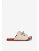 Dámské sandály na plochém podpatku s ozdobným vázáním béžové Norela