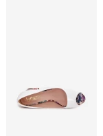 Kožené lodičky s ozdobným podpatkem Lewski Shoes 2608/K bílé