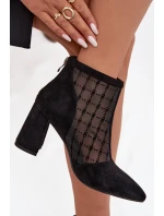Damské kotníkové boty na podpatku sítě D A LZ52 944 černé Damské kotníkové boty na podpatku sítě D A LZ52 944 černé