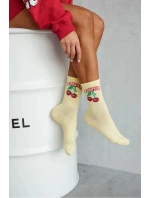 Dámské kotníkové ponožky CHERRIES – žluté