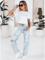 Dámské široké džíny s dírami modré FashionStreet UY2801