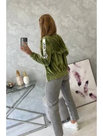 Velurová mikina s kapucí zelená