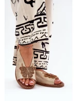 Dámské sandály na plochém podpatku se zdobením zlaté Setorina Dámské sandály na plochém podpatku se zdobením zlaté Setorina