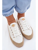 Krajkové tenisky espadrilky na platformě Lee Cooper LCW-26-31-4326 Bílé
