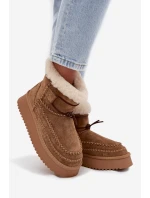 Dámské semišové sněhule s ozdobným prošíváním Big Star – camel Dámské semišové sněhule s ozdobným prošíváním Big Star – camel