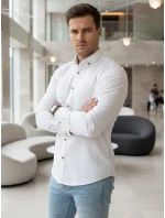 Pánská bílá vzorovaná košile slim fit FashionStreet DX2693