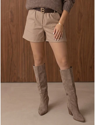 Elegantní dámské šortky s páskem, béžové, FashionStreet SY0595
