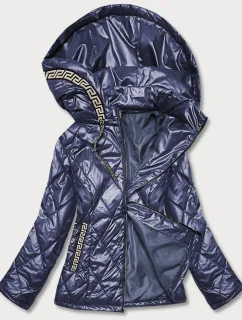 Tmavě modrá dámská bunda plus size (B8013-72)