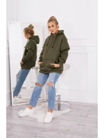 Zateplená halenka s polovičním rolákem khaki barvy