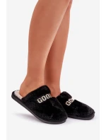 Dámské Pantofle S Kožíškem A Nápisem Černé Kalelia