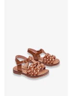 Dětské sandály na suchý zip s pruhy Hněde Sammy Dětské sandály na suchý zip s pruhy Hněde Sammy