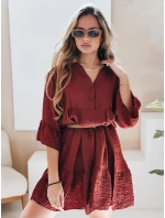 Letní mušelínové šaty LYVONNE vínové FashionStreet EY2614 Letní mušelínové šaty LYVONNE vínové FashionStreet EY2614