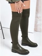 Dámské kozačky nad kolena zelené FashionStreet ZY1134