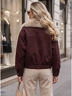 Dámská zimní semišová bunda s kožešinou, vínová, FashionStreet TY5696 Dámská zimní semišová bunda s kožešinou, vínová, FashionStreet TY5696