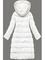 Bílá dlouhá dámská zimní bunda s kožešinovou podšívkou (2M-025) Bílá dlouhá dámská zimní bunda s kožešinovou podšívkou (2M-025)