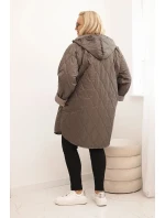 Dámská bunda Plus Size prošívaná s kapucí a nápisem HOPE cappuccino