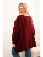Svetr dámský Plus Size z akrylu s volným střihem a rukávem 3/4 fango Svetr dámský Plus Size z akrylu s volným střihem a rukávem 3/4 fango