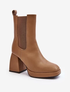 Botky sztyblety na masivním podpatku bežové Ironna