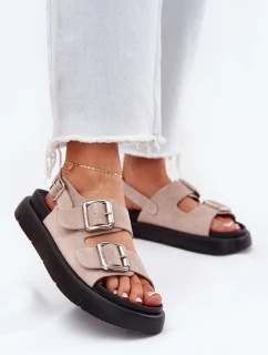 Semišové dámské sandály s přezkami Big Star RR274663 světle růžové