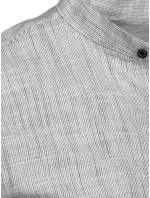 Pánská košile s dlouhým rukávem a stojáčkem šedá FashionStreet DX2659 Pánská košile s dlouhým rukávem a stojáčkem šedá FashionStreet DX2659