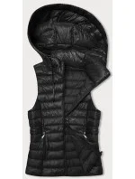 Černá prošívaná vesta s odepínací kapucí J Style (16M9151-392)
