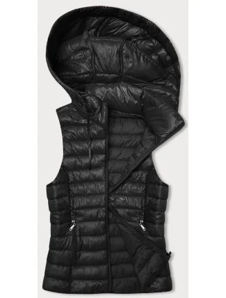 Černá prošívaná vesta s odepínací kapucí J Style (16M9151-392)