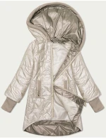 Světle béžová prošívaná bunda s ozdobnými stahovacími lemy S'West (B8345-70)