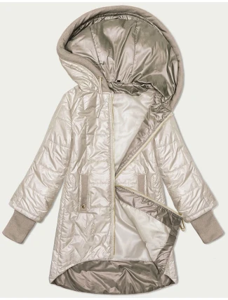 Světle béžová prošívaná bunda s ozdobnými stahovacími lemy S'West (B8345-70)