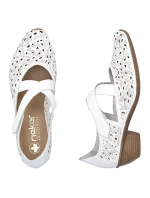 Dámské kožené polobotky na podpatku bílé Rieker 43773-80