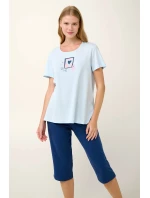 Vamp - Bavlněné dámské pyžamo s potiskem srdíček 20929 - Vamp