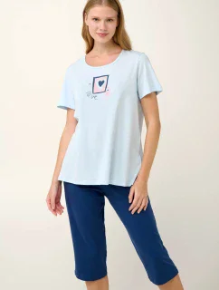 Vamp - Bavlněné dámské pyžamo s potiskem srdíček 20929 - Vamp