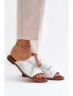 Kožené dámské žabky Zazoo 2659/005 stříbrné