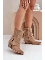 Semišové Kotníkové Boty Kožené Na Podpatku S Ohnutým Svrškem Béžové Zazoo 3488 Semišové Kotníkové Boty Kožené Na Podpatku S Ohnutým Svrškem Béžové Zazoo 3488