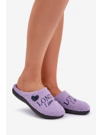 Domácí Obuv Dámské Pantofle S Nápisem A Kožíškem Typu Beránek Fialové Inblu ET000027