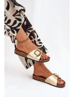 Dámské pantofle na korkové platformě se sponou zlaté Vianara