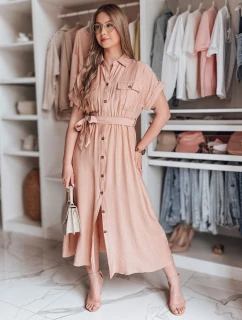 SUNNI LOVE růžové lněné maxi šaty FashionStreet EY2609